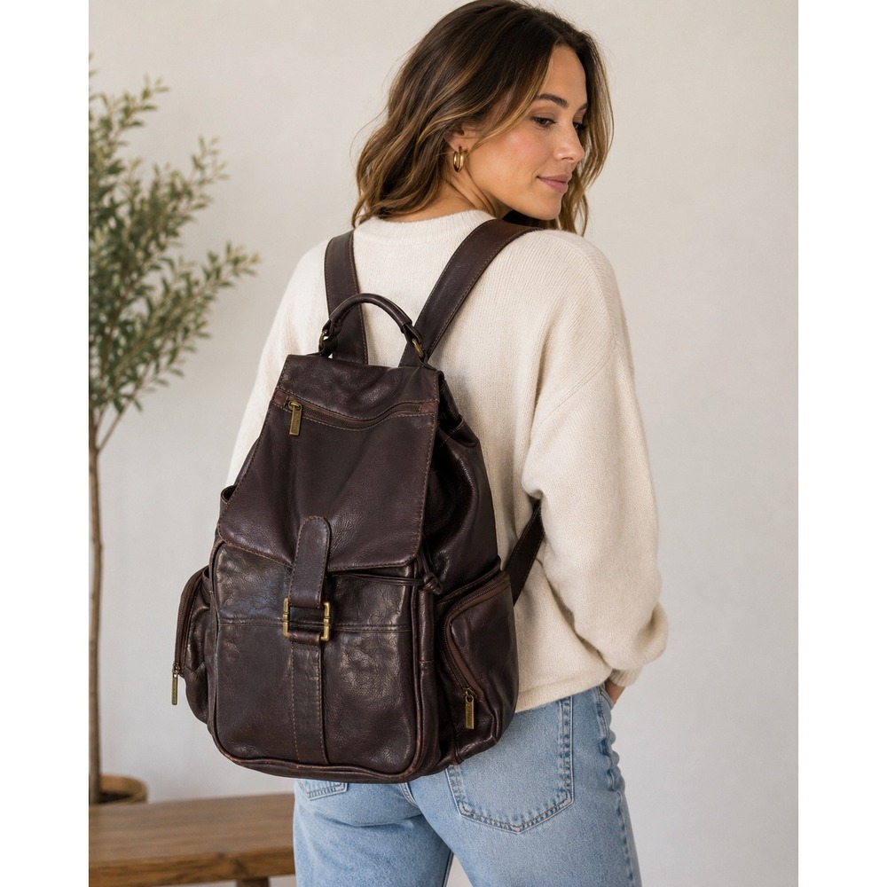 Le Donne Leather Backpack Chocolate Brown Colombian Vaquetta Rucksack Bag